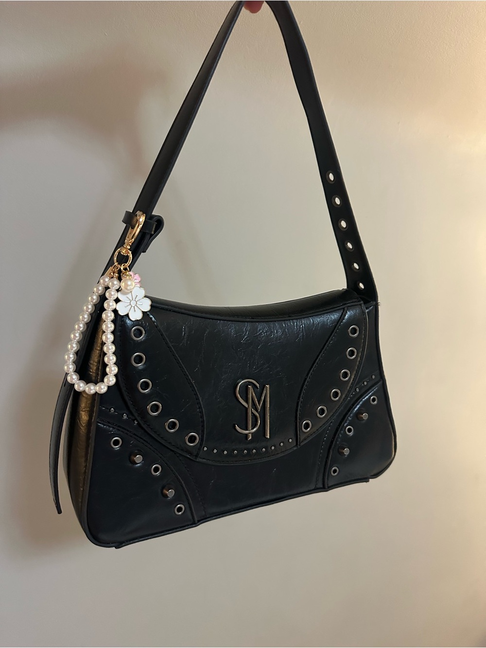 Steve Madden Black Women's Shoulder Bag with Stud Detail